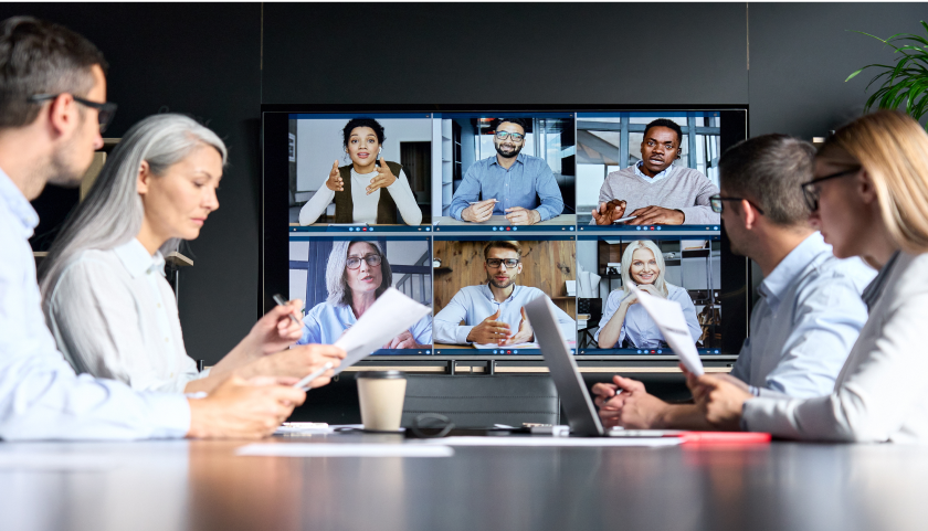 A virtual meeting taking place at the DEI Council.